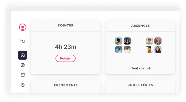 Capture d'écran du module de pointage et suivi du temps de travail dans Factorial