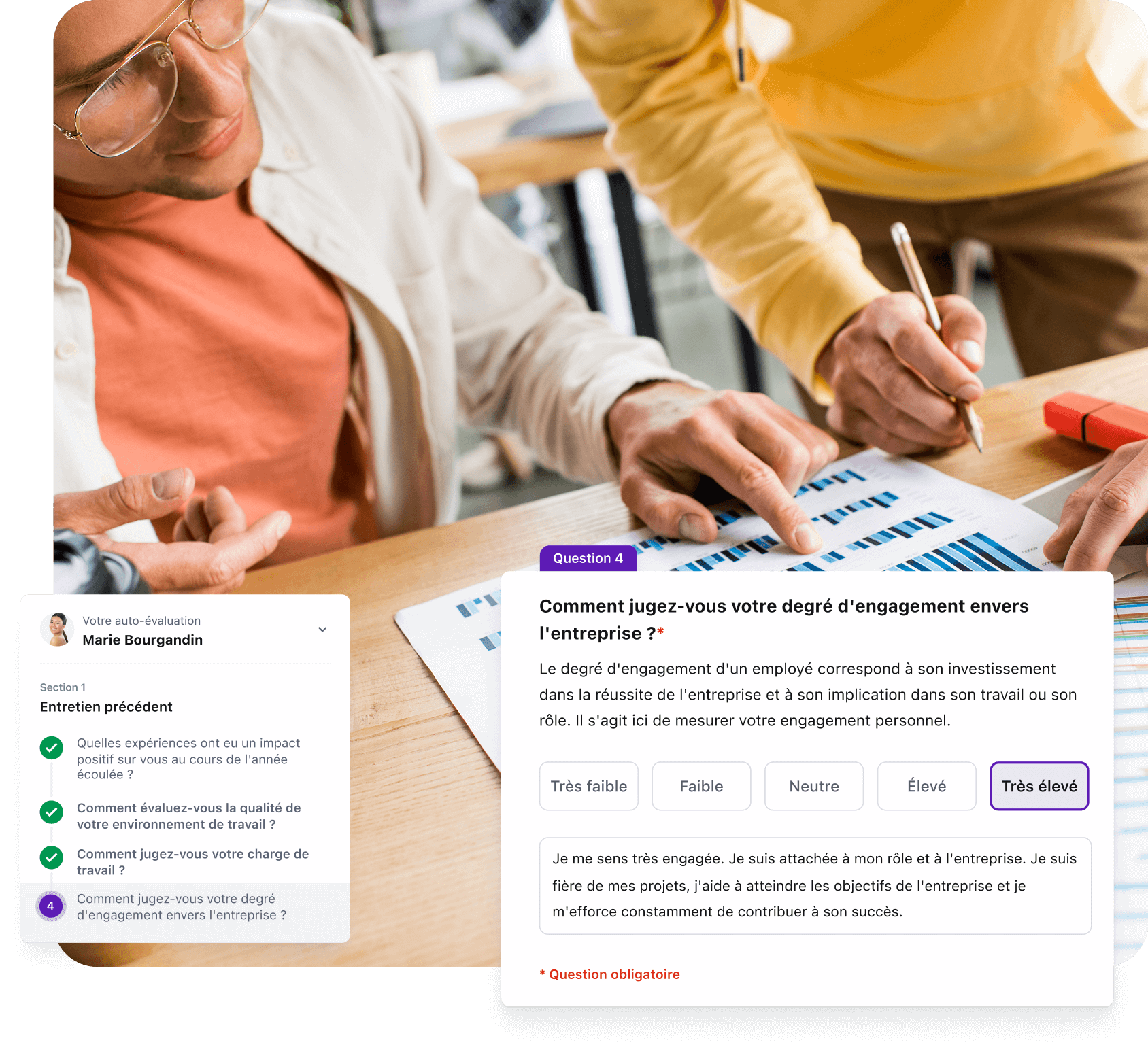 Capture d'ecran de l'interface Javelo pour le management de la performance
