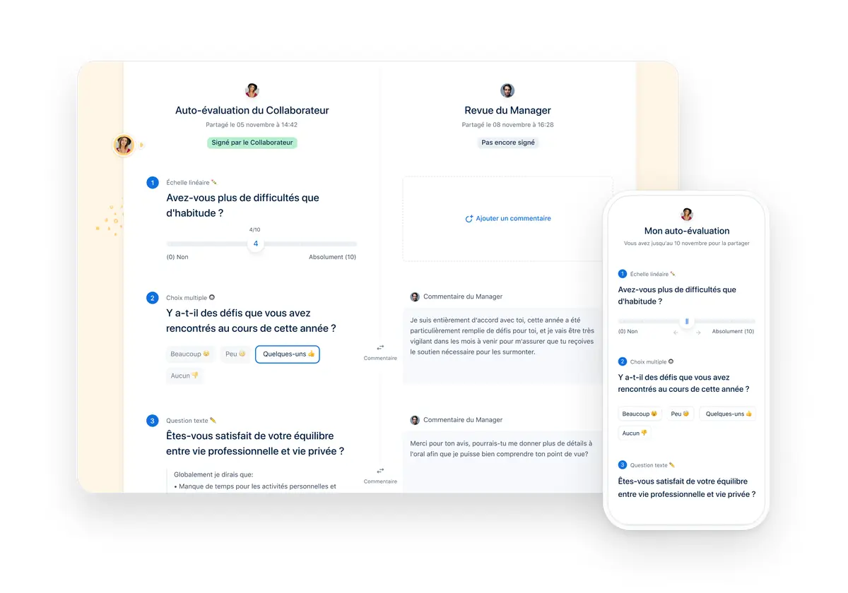 Capture d'écran du module de suivi de la performance et de l'engagement dans PayFit
